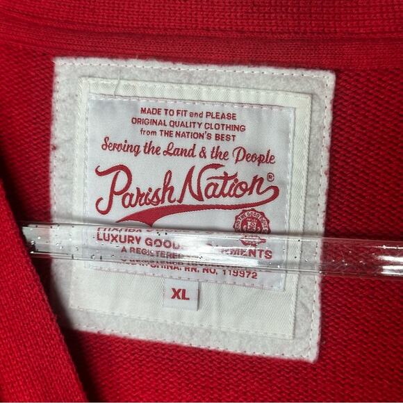 Parish Nation Vintage Style Letterman Sweater - RED - Picture 4 of 8
